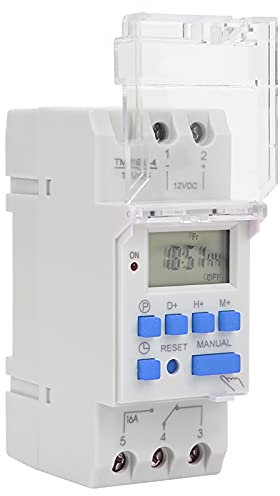 Timer elettrico digitale, interruttore timer programmabile settimanale DC 12V 16A Display LCD con funzione di conto alla rovescia Batteria rimovibile
