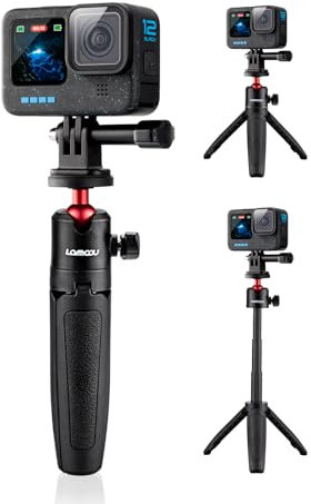 Lammcou Mini treppiede Actioncam con asta di prolunga, Selfie Stick Vlog Grip e adattatore per treppiede per Hero 13 12 11 10 9 8 7 Go3 Go2 X3 X2 Selfie Tripod