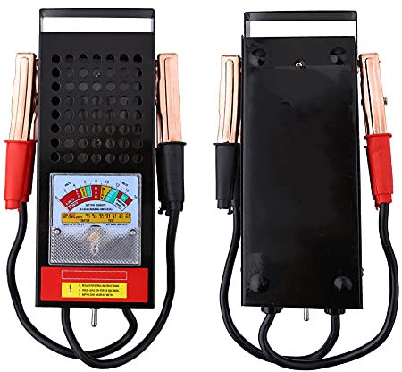 Battery Tester, 6V-12V 100Amp Portable Battery Condition Indicator Car Battery Voltage Monitor Stainless Steel Housing Copper Plated Clamp Car Van Load Drop Charging System Analyzer Checker Tool