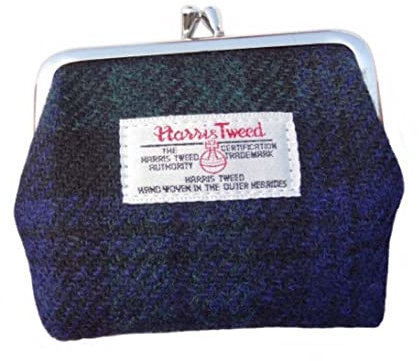 Harris Tweed Kleine Geldbörse mit Verschluss Eigg in schwarzer Uhr, schwarz / grau, Casual