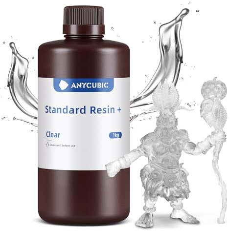 ANYCUBIC Upgraded Standard 3D Printer Resin, Low Odor, High Precision & Rapid Photopolymer 3D Resin for 8K/14K LCD/DLP/SLA 3D Printing(Clear,1kg)