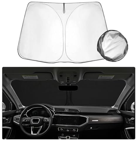 SHAOHAO Compatible con Audi Q3 F3 2019-2023 2024 Accesorios Parasol Tejido Recubierto Plata Parasol Plegable Parasol Protección UV y Calor Parasol Parabrisas Audi Q3 F3