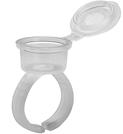 zalati Tattoo Ink Rings 50pcs Cups with Cover Cap for Permanent Makeup Eyebrow Glue Holder Container Tools Supplies - Transparent