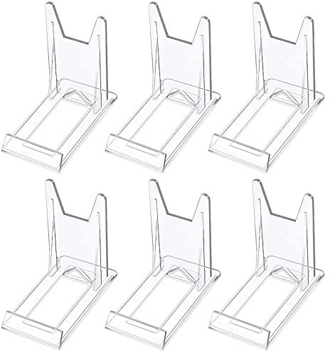 Joyan 6 Stück Acryl-Tellerständer, Tellerhalter Acryl Einstellbar Telleraufsteller Schalenständer Klar Staffelei Display Aufsteller Teller, für Flache Platten, Fotos, Tischkarten, Bücher, Kochbücher