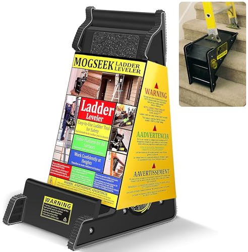Mogseek Ladder Stabilizer & Leveling Tool, Black, Triangle Design, Polypropylene, 500 lbs Capacity, Ladder Accessory