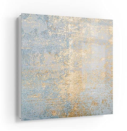 DEQORI Schlüsselkasten weiß | 30x30 cm | Motiv Wand mit Gold-Struktur | Glas & Metall Schlüssel-Box | Schlüsselschrank mit 50 Haken + 2 Magnete | Moderne Design Box magnetisch & beschreibbar