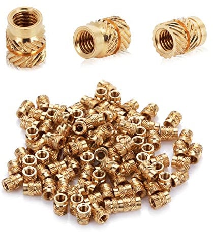 100 Pcs M3 Threaded Insert M3 Heat Set Inserts 3D Printing Brass Nuts Knurled Twill Thread Nut Inserts for Loptop Automotive Plastic Shells