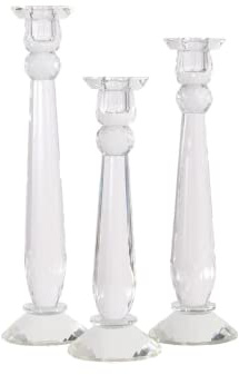 Alice Lane Home Collection Kristall-Kerzenhalter 3er Set für Stabkerzen | Facettiertes Design, klein, mittel, groß, für Esszimmer, Kaminsims, Konsole, Hochzeits- und Partydekoration