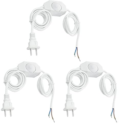 reamhome 3X Weisse Lampe Netzkabel mit Dimmerschalter AC 250V / 110V US Stecker