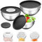 Bastwe Mixing Bowl Set of 3, Stainless Steel Salad Bowls with Airtight Lids for Baking/Cooking, Size 2.5/4 / 5QT, Non Slip Silicone Bottom Metal Nesting Bowls, Heavy Duty & Dishwasher Safe