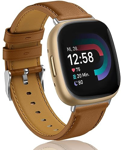 Supore Kompatibel Mit Fitbit Versa 4/3 Und Sense/Sense 2 - Weiches Leder Armband Für Herren Und Damen
