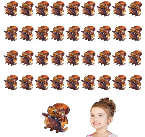 Ikadiya 36 Pièces Mini Pinces à Cheveux, Épingle à Cheveux Griffe, Mini Pinces Claw Accessoires de Cheveux, Pour Filles et Femmes(Marron)
