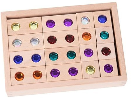 KieTeiiK 32/50/128 Stück Holz Edelsteine Block Spielzeug Stapelspiel Für Kinder Feinmotorik Sturzturm Kinder Bildungsspielzeug Montessori Blöcke Puzzle Aus Holz Für Kleinkinder Von 1–3 Jahren