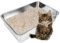 JunWish Bac à litière en Acier Inoxydable pour Chat et Lapin, Grande Taille avec Surface Lisse, Facile à Nettoyer (60 x 40 x 15 cm)