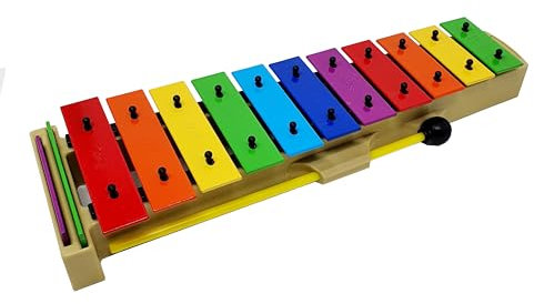 ROCKSTAR - Glockenspiel Carrillon Metalofono Xilofono DG13N cromático, 13 teclas colores y mazas. Instrumento Musical. Regalos escolar - Rockmusic