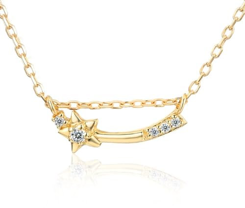 Epinki 18 Karat 750 Gold Kette Anhänger Echt Goldschmuck, Stern Halskette mit Diamant, 18K Gold Statement Kette Damen