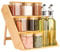 Belle Vous Porta Spezie 3 Livelli - in Legno con 8 Barattoli in Vetro e 2 Bottiglie - Organizer Cucina da Appoggio - Portaspezie per Condimenti e Ingredienti
