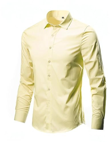 CUTeFiorino Chemise décontractée à manches longues pour homme - Noir - Coupe ajustée - Chemise rouge à carreaux - Coupe ajustée, jaune, XXXXXL