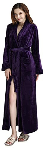 MJGkhiy Vestaglia Donna Pile Invernale Caldo Caldo Manica Lunga Fleece Accappatoio Pigiama Kimono Vestaglia Con Cappuccio Comodo Abbigliamento Da Notte Loungewear Peluche Accappatoio