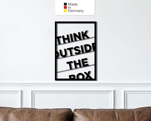 Think Outside The Box, Metall Wanddeko, Wanddeko Aus Metall, Wandbild aus Metall (Größe: 120 x 84 cm)