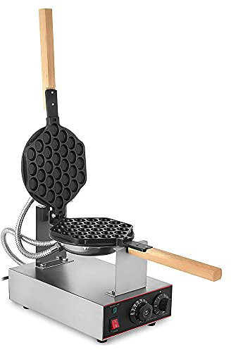 GLJTUO 1400W Commercial Bubble Waffle Maker, Single/Double Waffle Cone Maker Machine, 3-Layer Non-Stick Coating Board Waffle Irons, Ce/Fcc (Single)