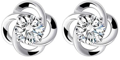 AORHOFJ Orecchini a Forma di Rosa in Argento 925 per Donna con Zirconi