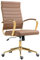 CLP Ergonomischer Bürostuhl Havanna Kunstleder I Höhenverstellbarer Schreibtischstuhl Mit Metall-Gestell In Gold-Optik I 360 Grad Drehbar, Farbe:Hellbraun