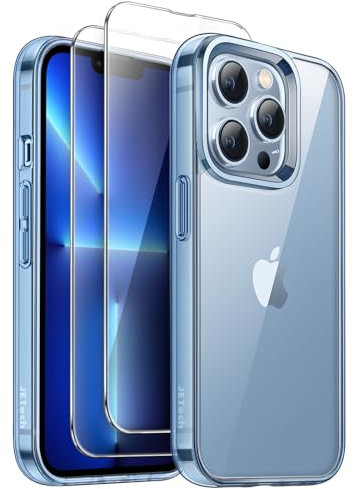 JETech 3 in 1 Case for iPhone 13 Pro 6.1-Inch with 2 Pack Tempered Glass Screen Protectors, Non-Yellowing Shockproof Bumper Phone Cover (Sierra Blue)