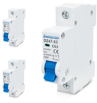 Innfeeltech 3 pezzi 63 Amp corrente 230V interruttori miniaturizzati MCB unipolare tipo B per montaggio su guida DIN