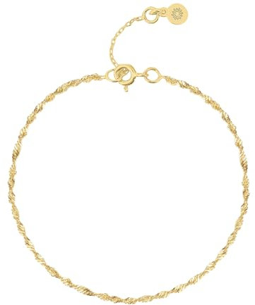 Einzelstück® Singapur Armband 925 Sterling Silber I Gedrehtes Silberarmband I Echtschmuck Armkette (Memory Armband Gold)