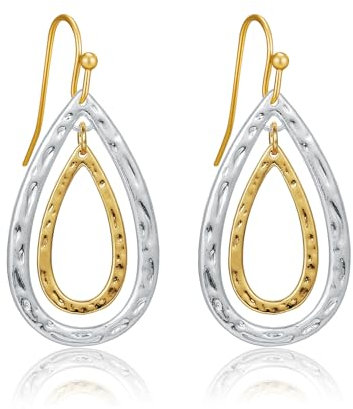 LILIE&WHITE Zwei-Ton Ohrringe für Damen – Elegantes Tropfen-Design in Silber und Gold, Hypoallergen, Langlebig, Rostfrei, Geschenk für Besondere Anlässe