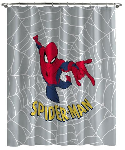 Marvel Spiderman Duschvorhang 178 x 182 cm – Stoff Badezimmerdeko mit Superhelden
