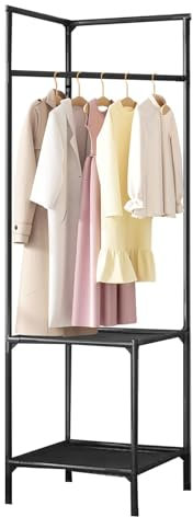 Generisch Eckregal für Kleidung, 2 in 1 Eck Kleiderständer, Bodenstehender Kleiderständer, Metall Eckgarderobe, Mehrzweck Schuhregal, Ecklagerregal für Flur, Waschküche, Schlafzimmer