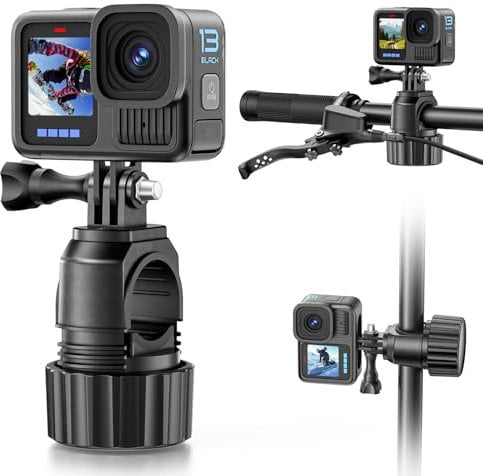 KDD Supporto per Action Camera per Bicicletta di Montagna, Moto Tubo - Diametro di Apertura del Morsetto 0,6“ - 1,26” - Accessori Gopro per GoPro Hero 12 11 10 9 8 7 DJI OSMO