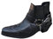 Stivali da Cintura con Fibbia Stivali da Uomo a Punta con Tacco Spesso e Corto Stivali da Uomo di Scarpe (Black, 43)