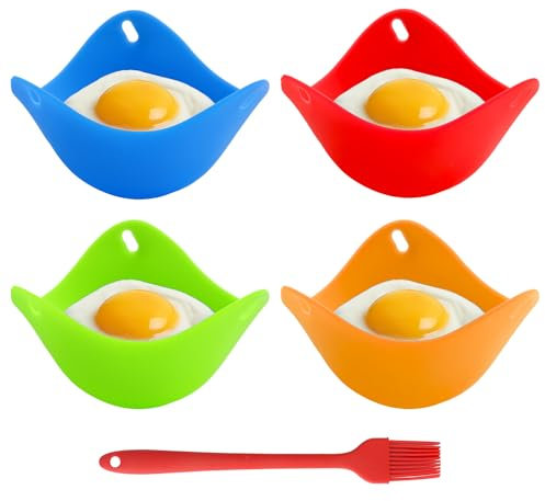 4 Stück Eierkocher, Eierkocher silikon pochierte Eier Form Eier Kochen Silikon Eier Pochierer Eierkocher Antihaft Pochieren Pods Mikrowellen-Eierkocher Eierpfanne Kochgeschirr Dampfkessel