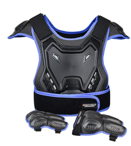 Combinaison de moto pour enfants – Équipement de moto tout-terrain avec coudières, genouillères, protège-tibias, protection de la colonne vertébrale, équipement de motocross pour sports de plein air