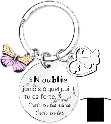YZLPLP Clés de Courage et Persévérance - Cadeau Motivant et d’Encouragement pour Femme Amie Anniversaire Inspirant
