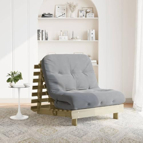 Homgoday Futon Schlafsofa mit Matratze Bettsofa mit verstellbaren Rückenlehne, Klappsofa Schlafcouch Sofabett Schlafcouch für Wohnzimmer90x206x11 Kiefernholz Imprägniert