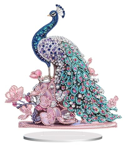 Aodejoy Diamond Painting Aufsteller, Tiere Diamond Painting, DIY diamond painting tischdeko, 5d Diamant-Painting zum Aufstellen Geschenk Mädchen-Pfau
