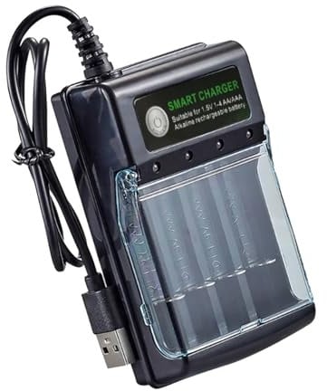 Chargeur de batterie intelligent Aa – Chargeurs de batterie domestique USB avec indicateur de charge | Chargeurs de piles alcalines 1,5 V pour cellules AA, chargement avec indicateur, chargeur de