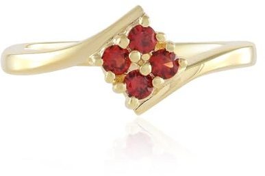 Cavill Tansania Rubin Ring 0,214 ct in vergoldetem 925 Sterling Silber, moderner Rundschliff, eleganter Damenring mit filigranem Design in intensivem Rot, zeitloser Schmuck