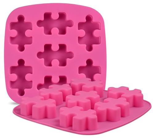 Honicemar 7 Löcher Puzzleform Silikonform, 2 Stück Puzzle Backformen Schokoladenformen Antihaft Flexible Silikon Form für Kuchen Schokolade Kekse Ideal für DIY Projekte in der Küche, Zufällige Farbe