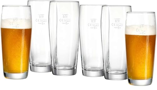 Ritzenhoff & Breker Bierglas-Set Willi 500 ml, 30-teilig, Geeichte Biergläser (0,5l) für Zuhause & Gastronomie, Glas, Farblos (Transparent), Durchsichtig