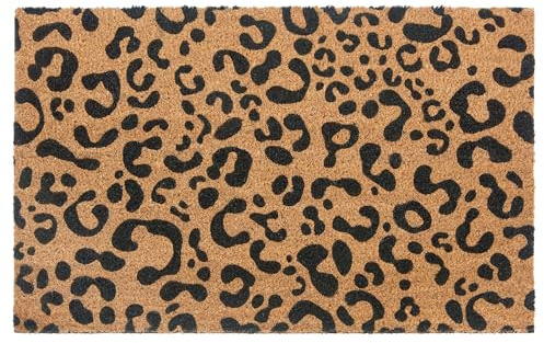 NYVI Fußmatte Kokos - rutschfest, Wetterfest, für Innen und Außen - Schmutzfangmatte Kokosmatte - 45x75 cm Rechteckig - Leopard