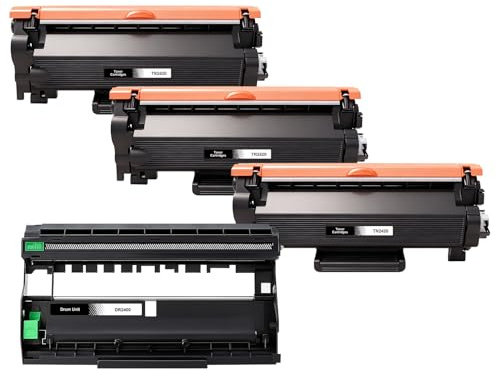 Yowell 3X TN2420 Toner und 1x DR2400 Trommel Kompatible für Brother TN-2420 | Toner TN2410 TN-2410 für Brother MFC L2710DW HL-L2350DW MFC-L2710DN HL-2310D DCP-L2530DW MFC-L2730DW