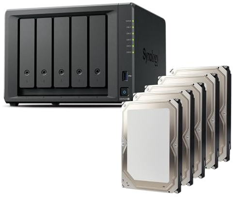 Synology Diskstation NAS DS1525+ 20TB Bundle Bestpreis Festplatten (5X 4TB) 5 Bay Plus Serie mit Ryzen R1600, 8GB Ram