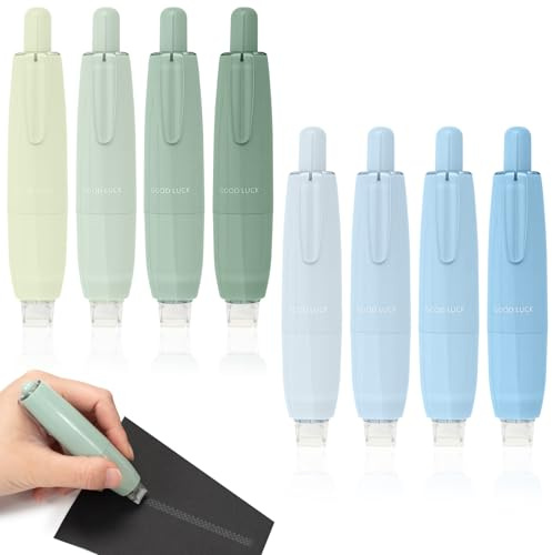 8Pcs Double Sided Tape Pens for Wrapping Paper, Adhesive Sticky Glue Tape Roller Pens for Crafting, Scrapbooking, Cards, Photo, Album, Journaling Supplies (Green+Blue)