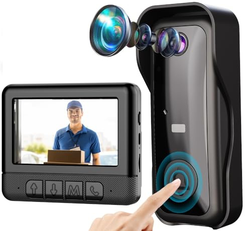 Welan Wireless Doorbell with Camera 30W Ultra HD Video Doorbell Camera Wireless No Subscription 2.4G Local Connection Plug-in Monitor Two-Way Talk Night Vision