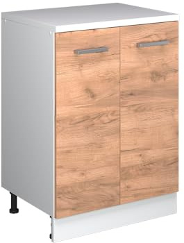 Vicco Erweiterungsschrank Rion, Goldkraft Eiche/Weiß, 60 x 46 cm ohne Schräge mit 2 Türen, kombinierbar mit Rion Dachschrägenschränken und Schrankmodulen